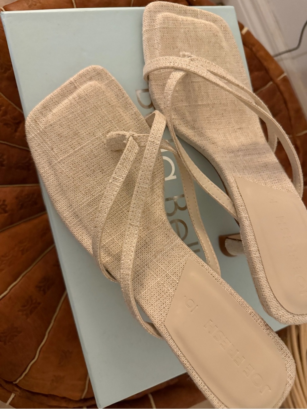 Joe Fresh Beige Linen Knot-Front Heels - Picture 2 of 2